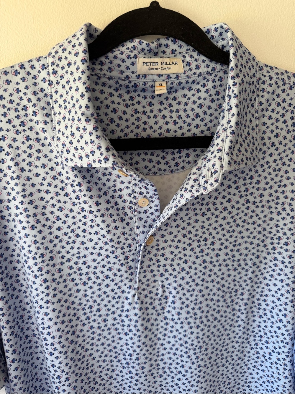 Peter Millar Summer Confort light blue fish polo, size XL